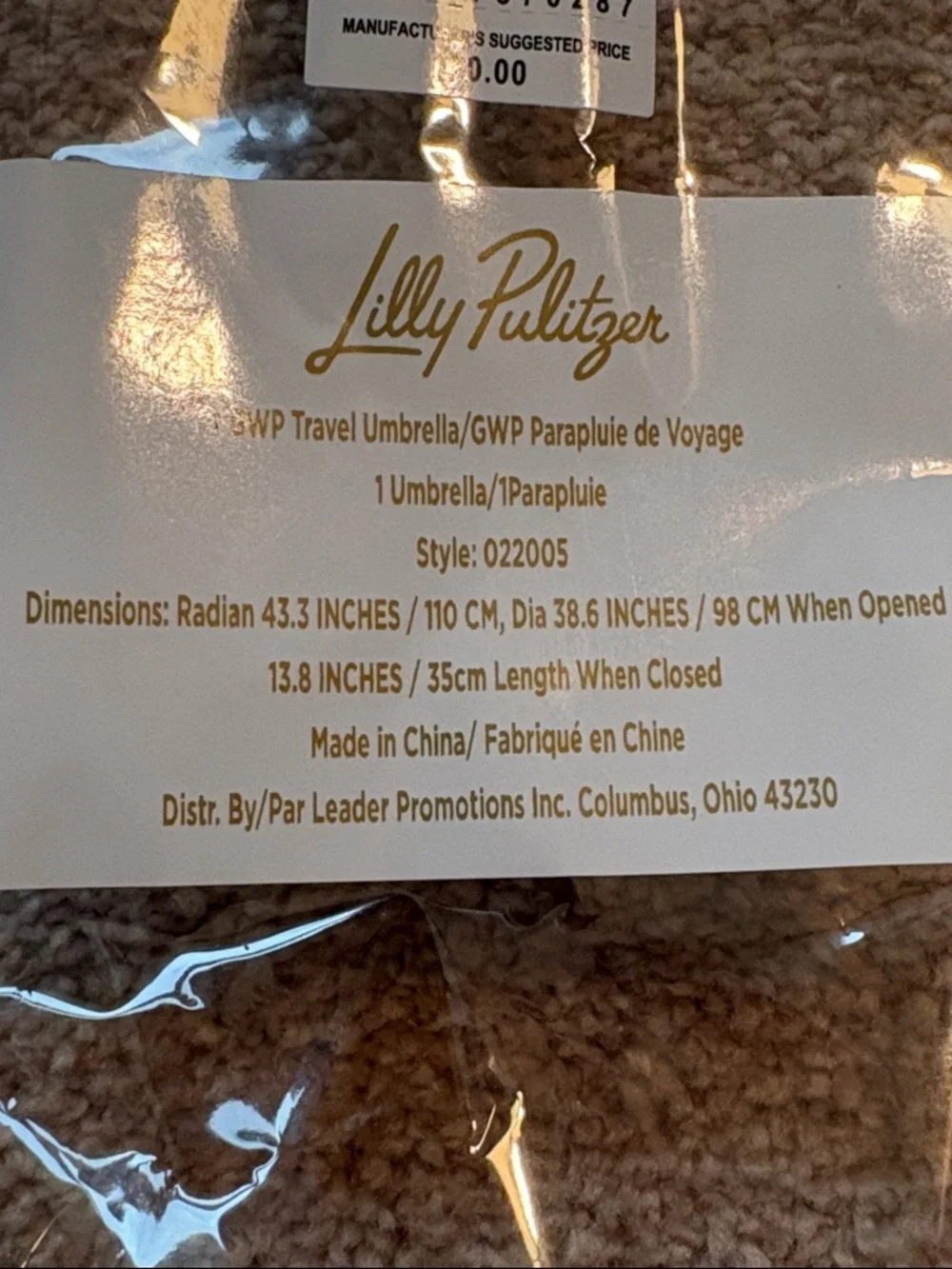 Lilly Pulitzer Pink Floral Women Umbrella with Faux Bamboo Handle - Picture 3 of 12